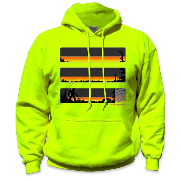 Stealth Sasquatch Reflective High Visibility Hoodie, Safety Green, 2XL